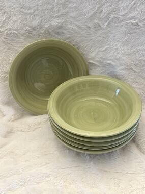 CITRUS GROVE swirl cereal soup Serving bowls Set Of 6 Green 8.5” H